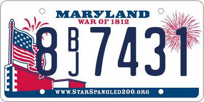 MD license plate 8BJ7431