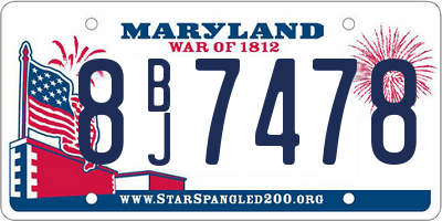 MD license plate 8BJ7478