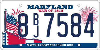 MD license plate 8BJ7584