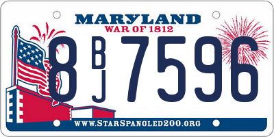 MD license plate 8BJ7596