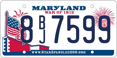 MD license plate 8BJ7599