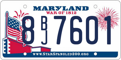 MD license plate 8BJ7601