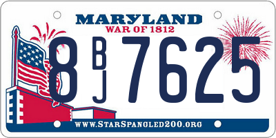 MD license plate 8BJ7625
