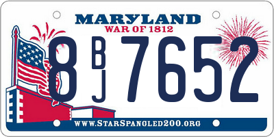 MD license plate 8BJ7652