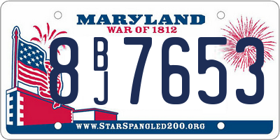 MD license plate 8BJ7653