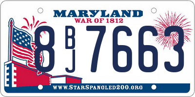 MD license plate 8BJ7663