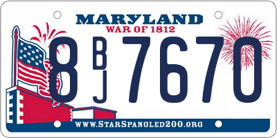 MD license plate 8BJ7670