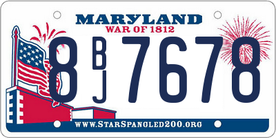 MD license plate 8BJ7678