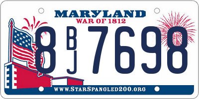 MD license plate 8BJ7698
