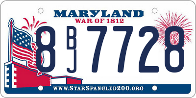 MD license plate 8BJ7728