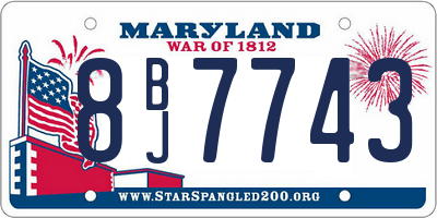 MD license plate 8BJ7743