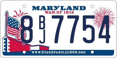 MD license plate 8BJ7754