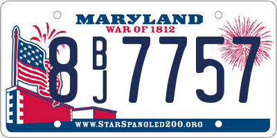 MD license plate 8BJ7757