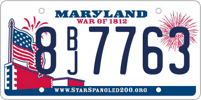 MD license plate 8BJ7763