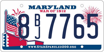 MD license plate 8BJ7765