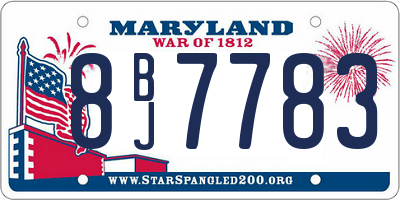 MD license plate 8BJ7783