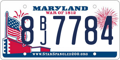 MD license plate 8BJ7784