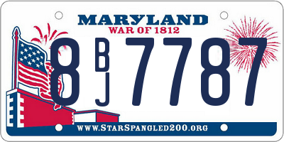 MD license plate 8BJ7787