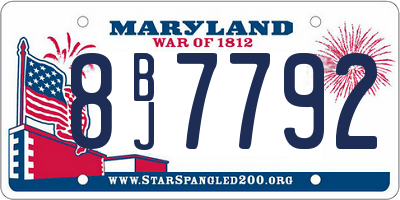 MD license plate 8BJ7792