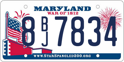 MD license plate 8BJ7834