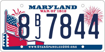 MD license plate 8BJ7844