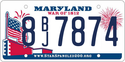 MD license plate 8BJ7874