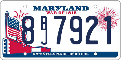 MD license plate 8BJ7921