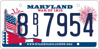 MD license plate 8BJ7954
