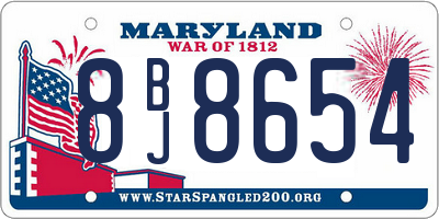 MD license plate 8BJ8654