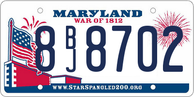 MD license plate 8BJ8702