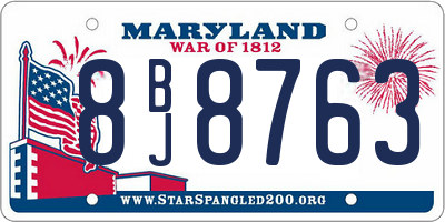 MD license plate 8BJ8763