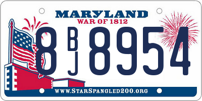 MD license plate 8BJ8954