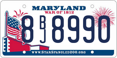 MD license plate 8BJ8990