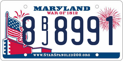 MD license plate 8BJ8991