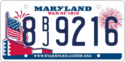 MD license plate 8BJ9216