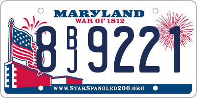 MD license plate 8BJ9221