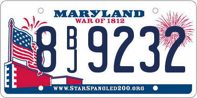 MD license plate 8BJ9232