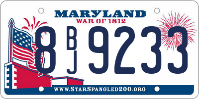 MD license plate 8BJ9233