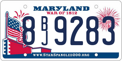 MD license plate 8BJ9283