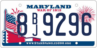 MD license plate 8BJ9296