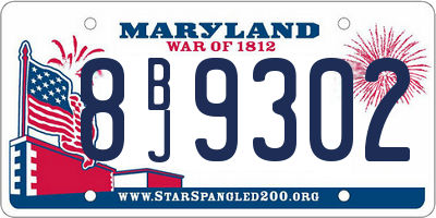 MD license plate 8BJ9302