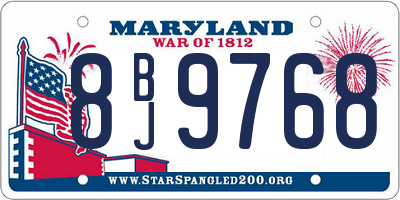 MD license plate 8BJ9768