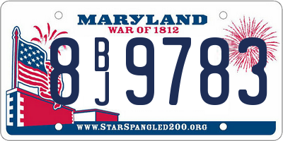 MD license plate 8BJ9783