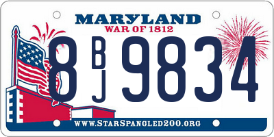 MD license plate 8BJ9834