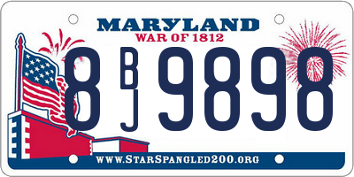 MD license plate 8BJ9898