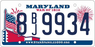 MD license plate 8BJ9934