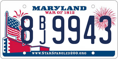 MD license plate 8BJ9943