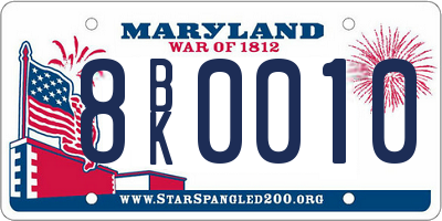 MD license plate 8BK0010