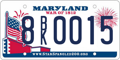 MD license plate 8BK0015
