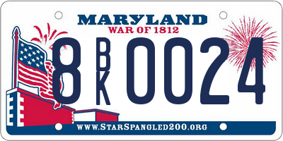 MD license plate 8BK0024